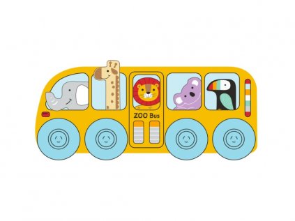 Dřevěný autobus ZOO doplněk ke kuličkové dráze XL