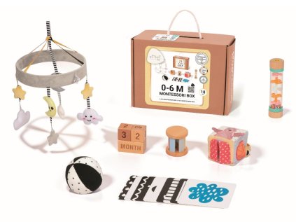 Sada montessori hraček pro miminka 0–6 měsíců - edukativní box