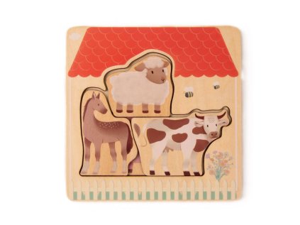 Dřevěné puzzle vícevrstvé - Farma se zvířátky