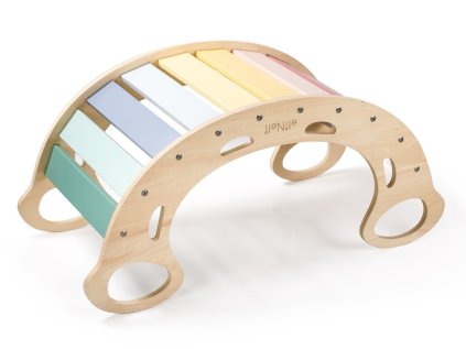 Dřevěná montessori houpačka 5v1 - pastelová