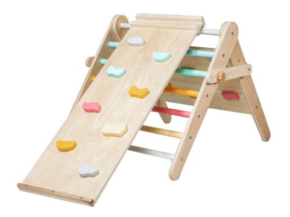 Montessori Piklerové trojúhelník 3v1 s activity boardem a prknem 2v1 - fresh
